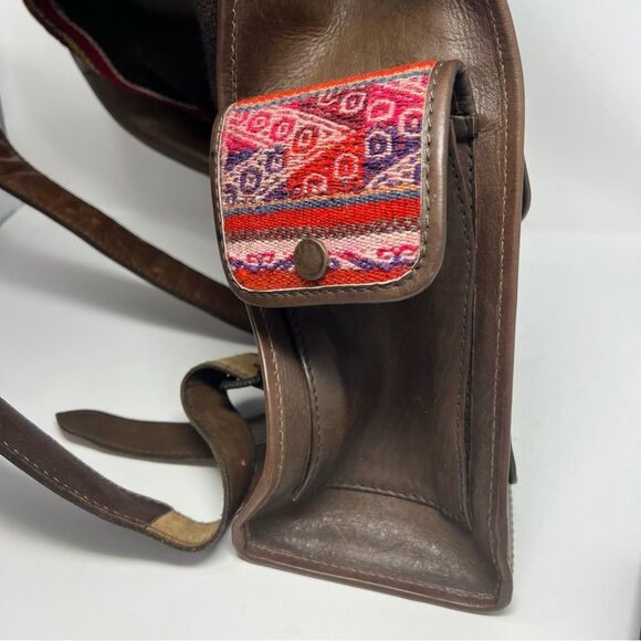 Vintage Leather and Kilim Backpack Dark Brown Travel Bag Backpack - Picture 13 of 16